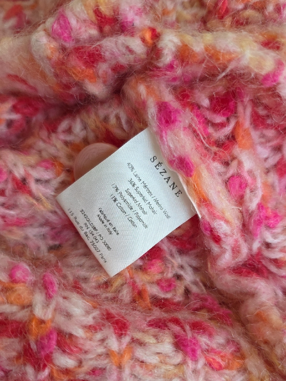 Sezane Emile Pink Multicolor Cardigan - Picture 3 of 5